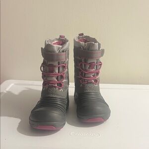 Kids Gray and Pink Merrell Winter Boots